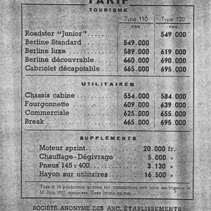 Tarif N° 4