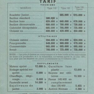 Tarif N° 5