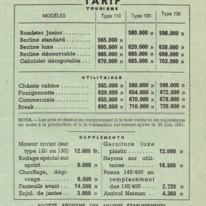 Tarif N° 7