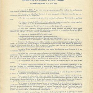Présentation de la nouvelle voiture Panhard aux Ambassadeurs, le 17 juin 1953