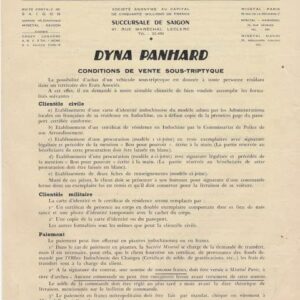 Dyna Panhard conditions de vente sous triptyque