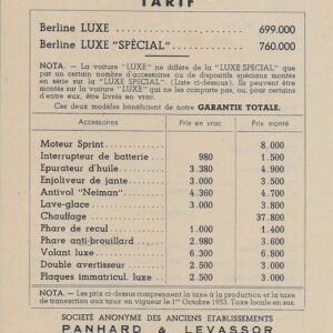 Panhard DYNA 54 tarif