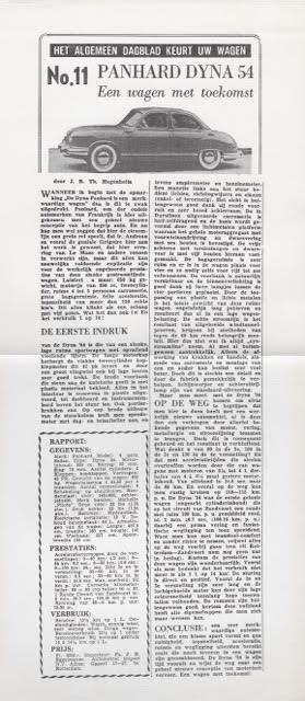 Het algemeen dagblad keurt uw wagen + N° 11 Panhard Dyna 54