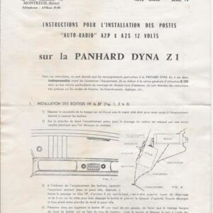 Instructions pour l'installation des postes autoradios ... sur la Panhard Dyna Z1