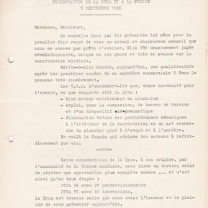 Présentation de la Dyna 57 à la presse