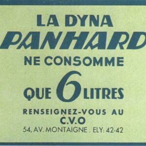 La Dyna Panhard ne consomme que 6 litres, renseignez-vous au C.V.O