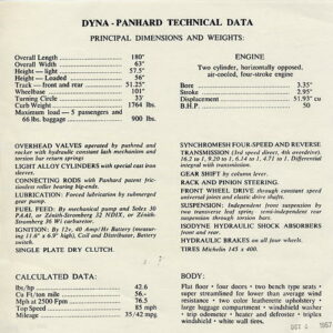 Dyna - Panhard technical data