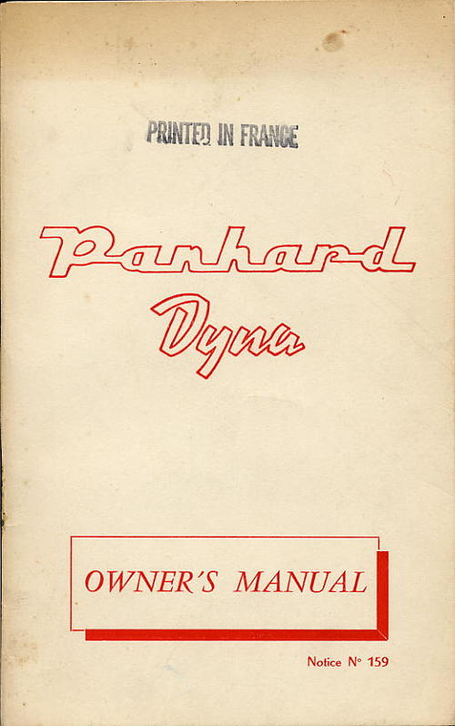 Panhard Dyna owner's mamual